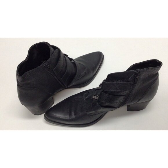 ASOS Black Leather Silver Buckle Boots Booties With Heel Women’s Size 10 - Picture 9 of 16